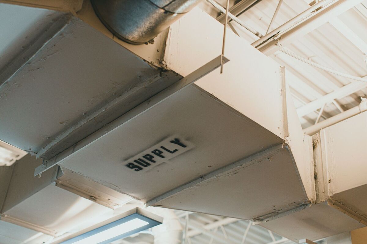 Ventilation duct system representing crawl space and vapor barrier context